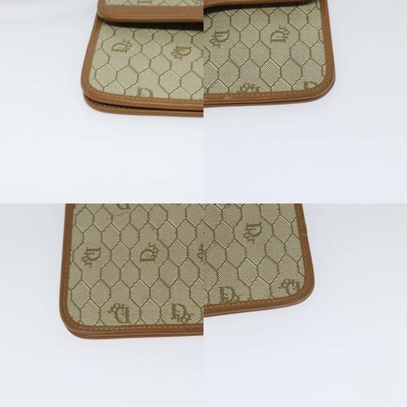 DIOR Honeycomb Canvas Shoulder Bag Pvc Leather Beige Gold - Picture 10 of 12